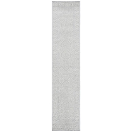 Flowers First 2 x 11 ft. Tulum Contemporary & Vintage Runner Power Loomed Rug Light Grey & Ivory FL1909563